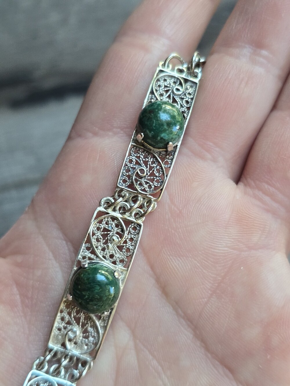 Silver 925 Filigree Bracelet with Teal Stone - Women's Jewelry - Picture 8 of 12